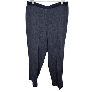 Chico's Linen Rayon Blend  Pants Women's Large Blue Pinstripe Pull On Coastal